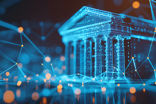 Data analysis and bank audit visualization featuring graphs and financial symbols