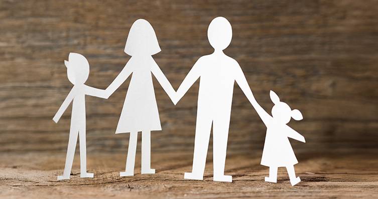 Paper Family Wooden Background